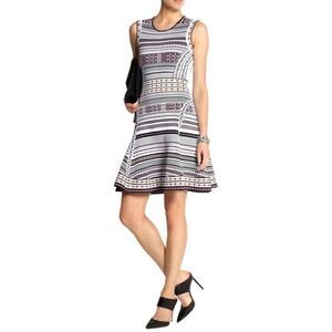 Diane Von Furstenberg Eleanor jacquard knit multi colored fit and flare dress P